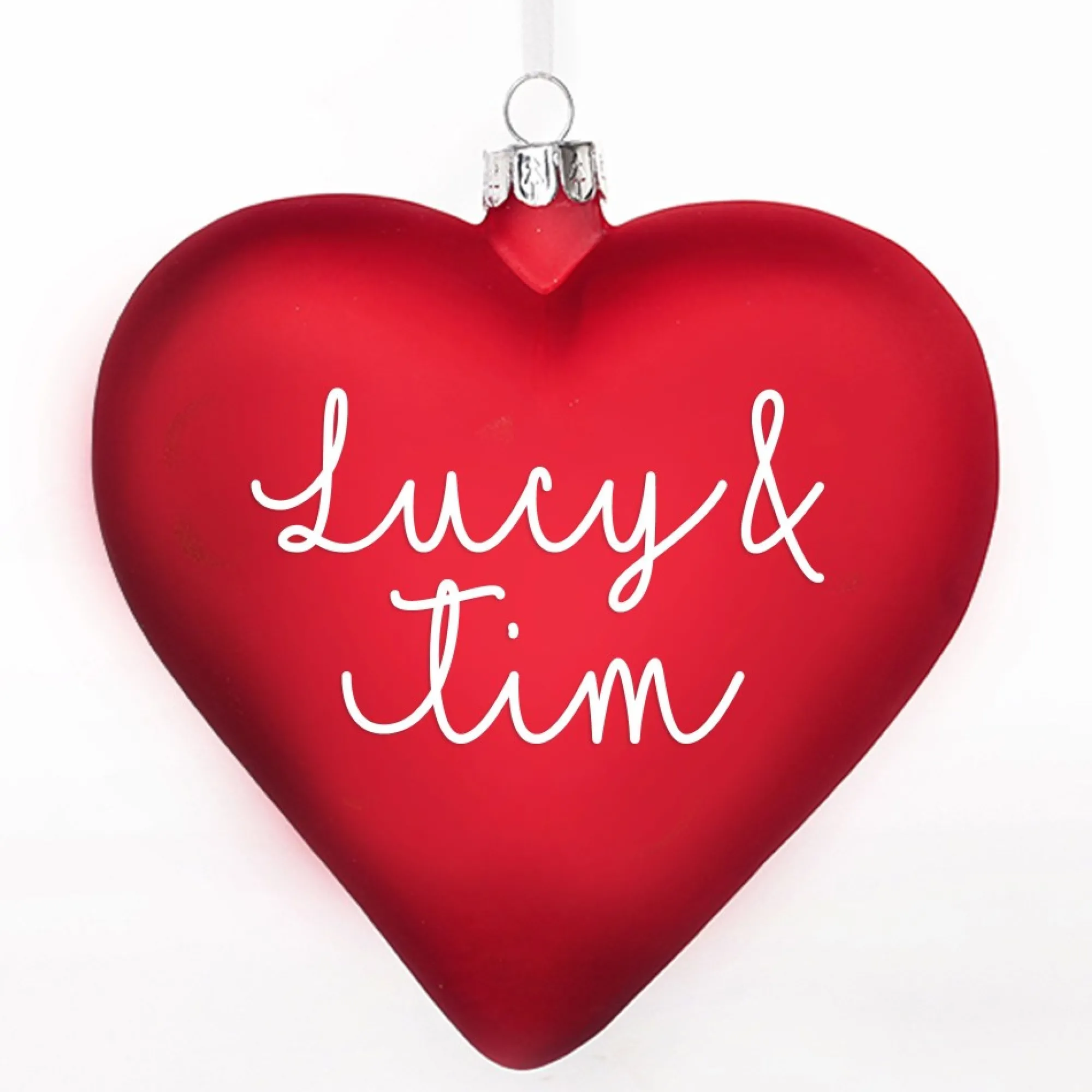 Personalised Frosted Red Glass Heart Best