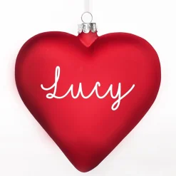 Personalised Frosted Red Glass Heart Best