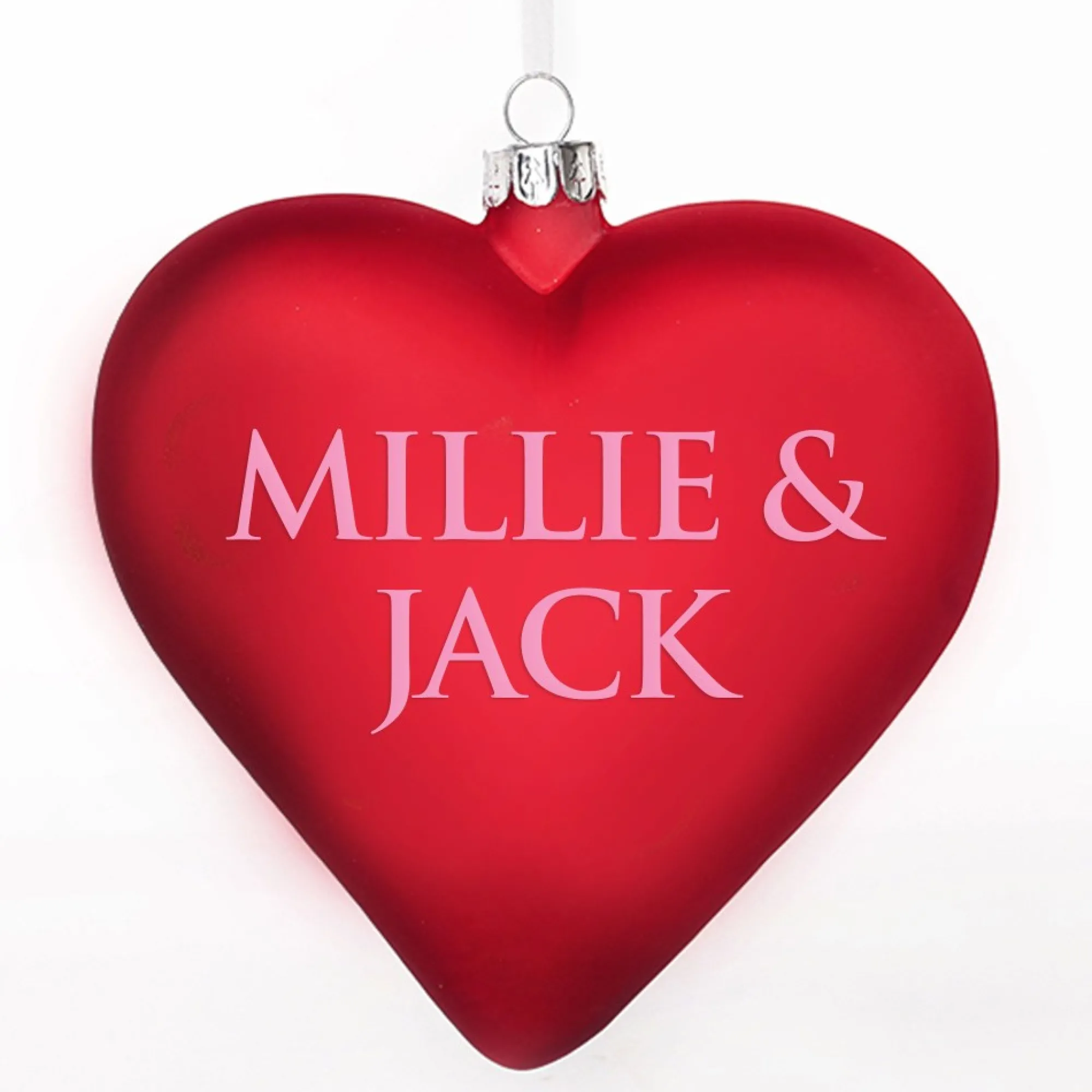 Personalised Frosted Red Glass Heart Best