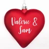 Personalised Frosted Red Glass Heart Fashion
