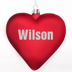 Personalised Frosted Red Glass Heart Fashion