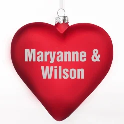Personalised Frosted Red Glass Heart Fashion