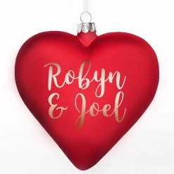 Personalised Frosted Red Glass Heart Fashion
