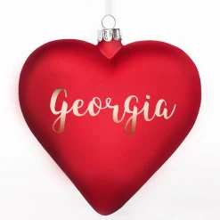 Personalised Frosted Red Glass Heart Fashion