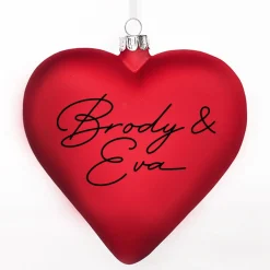 Personalised Frosted Red Glass Heart Fashion
