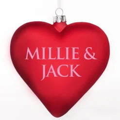 Personalised Frosted Red Glass Heart Fashion