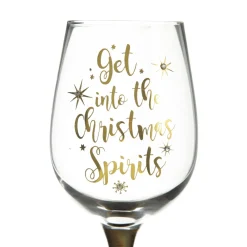 Personalised 'Get into the Christmas Spirits' Wine Glass - Gold Stem Shop