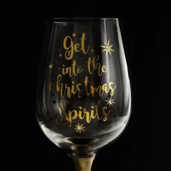 Personalised 'Get into the Christmas Spirits' Wine Glass - Gold Stem Shop