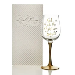 Personalised 'Get into the Christmas Spirits' Wine Glass - Gold Stem Shop