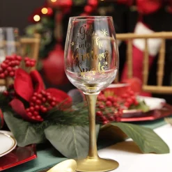 Personalised 'Get into the Christmas Spirits' Wine Glass - Gold Stem Shop