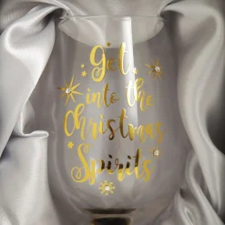 Personalised 'Get into the Christmas Spirits' Wine Glass - Gold Stem Shop