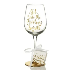 Personalised 'Get into the Christmas Spirits' Wine Glass Online