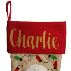 Personalised Gingerbread Boy Christmas Stocking with Dangly Legs Hot