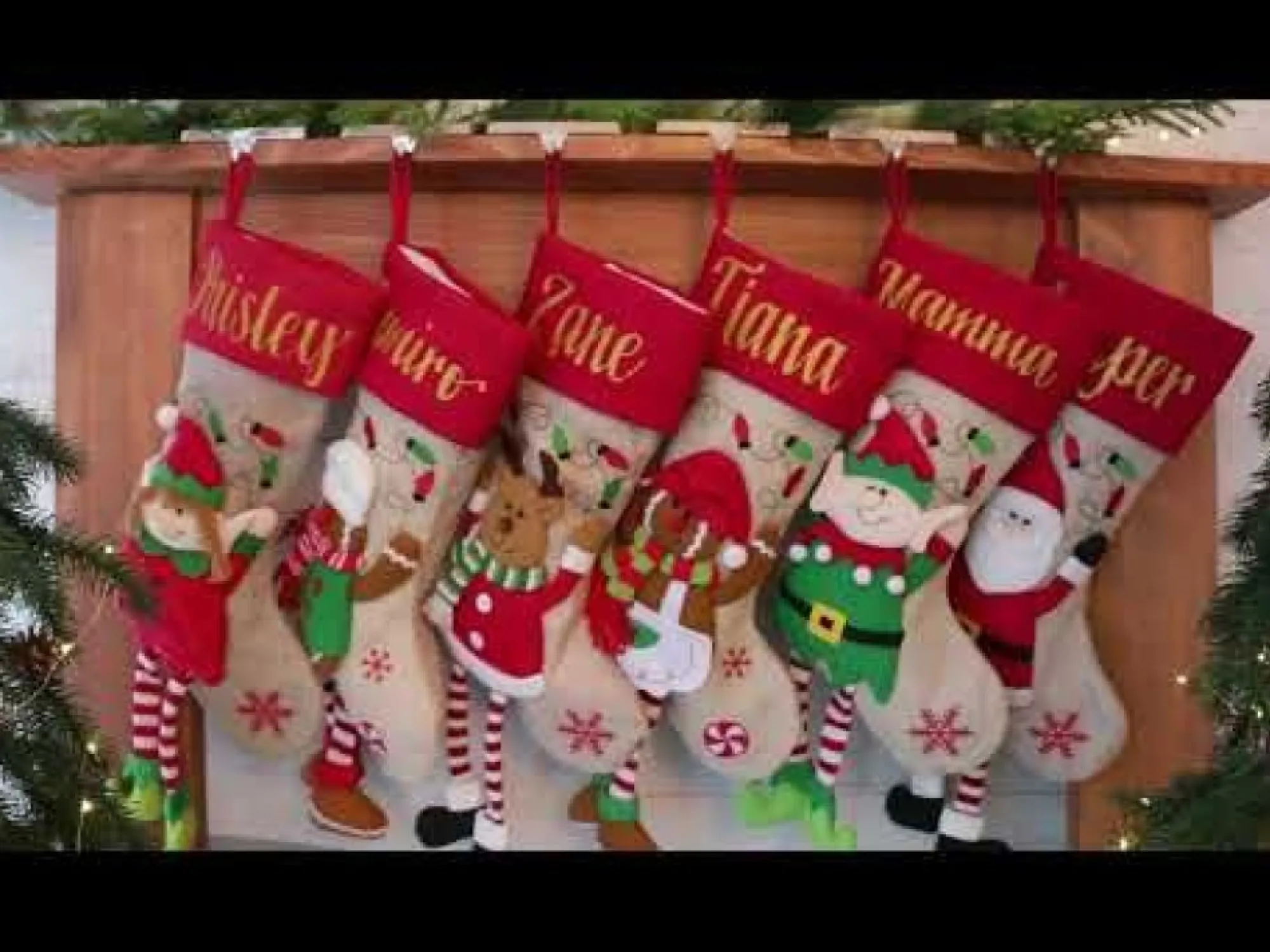 Personalised Gingerbread Boy Christmas Stocking with Dangly Legs Hot