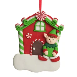 Personalised Gingerbread House Decoration with Boy Elf Outlet