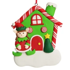 Personalised Gingerbread House Decoration with Girl Elf Flash Sale