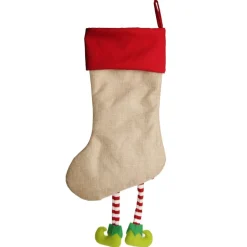 Personalised Girl Elf Christmas Stocking with Dangly Legs Cheap