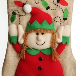 Personalised Girl Elf Christmas Stocking with Dangly Legs Cheap