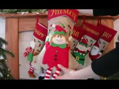 Personalised Girl Elf Christmas Stocking with Dangly Legs Cheap