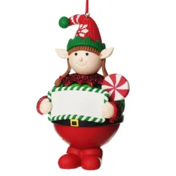 Personalised Girl Elf with Lollipop Christmas Ornament Outlet