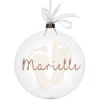 Personalised Glass Disc Bauble with Baby Footprints Hot