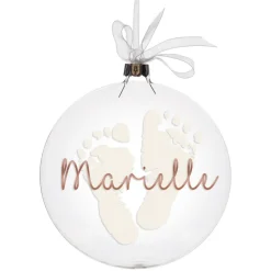 Personalised Glass Disc Bauble with Baby Footprints Hot