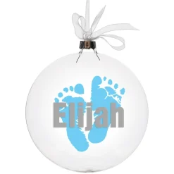 Personalised Glass Disc Bauble with Baby Footprints Hot