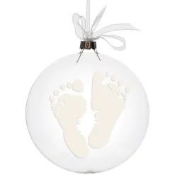 Personalised Glass Disc Bauble with Baby Footprints Hot