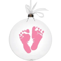 Personalised Glass Disc Bauble with Baby Footprints Hot