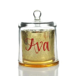 Personalised Gold Scented Christmas Candle with Glass Cloche Sale