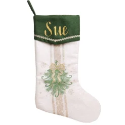 Personalised Green and Gold Mistletoe Christmas Stocking Best Sale
