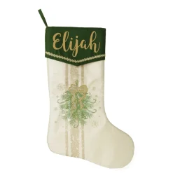 Personalised Green and Gold Mistletoe Christmas Stocking Best Sale