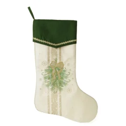 Personalised Green and Gold Mistletoe Christmas Stocking Best Sale