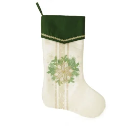 Personalised Green and Gold Mistletoe Christmas Stocking Best Sale