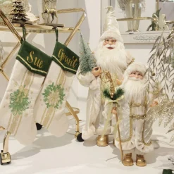 Personalised Green and Gold Mistletoe Christmas Stocking Best Sale