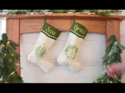 Personalised Green and Gold Mistletoe Christmas Stocking Best Sale