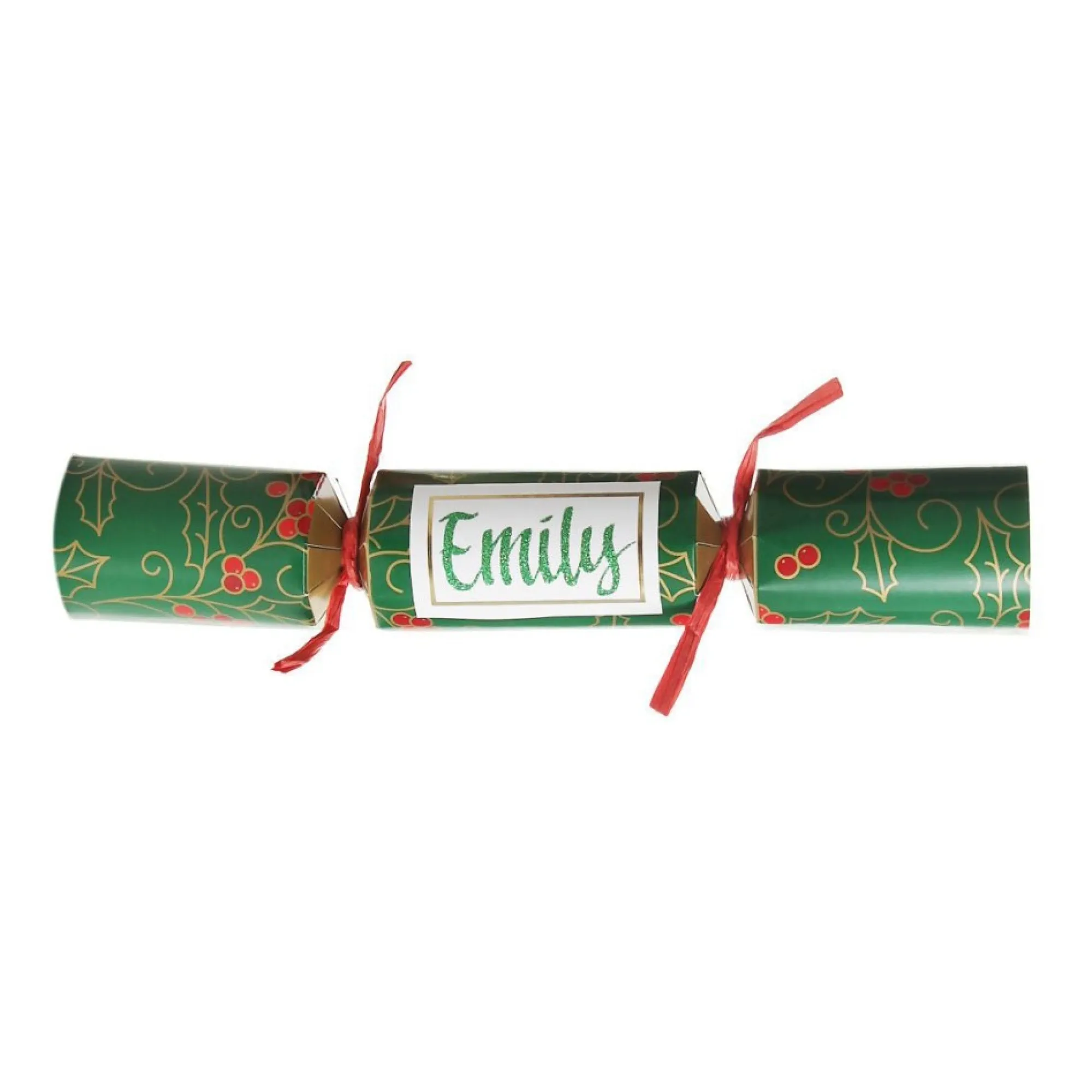 Personalised Green Swirling Holly Bon Bon - Single Discount
