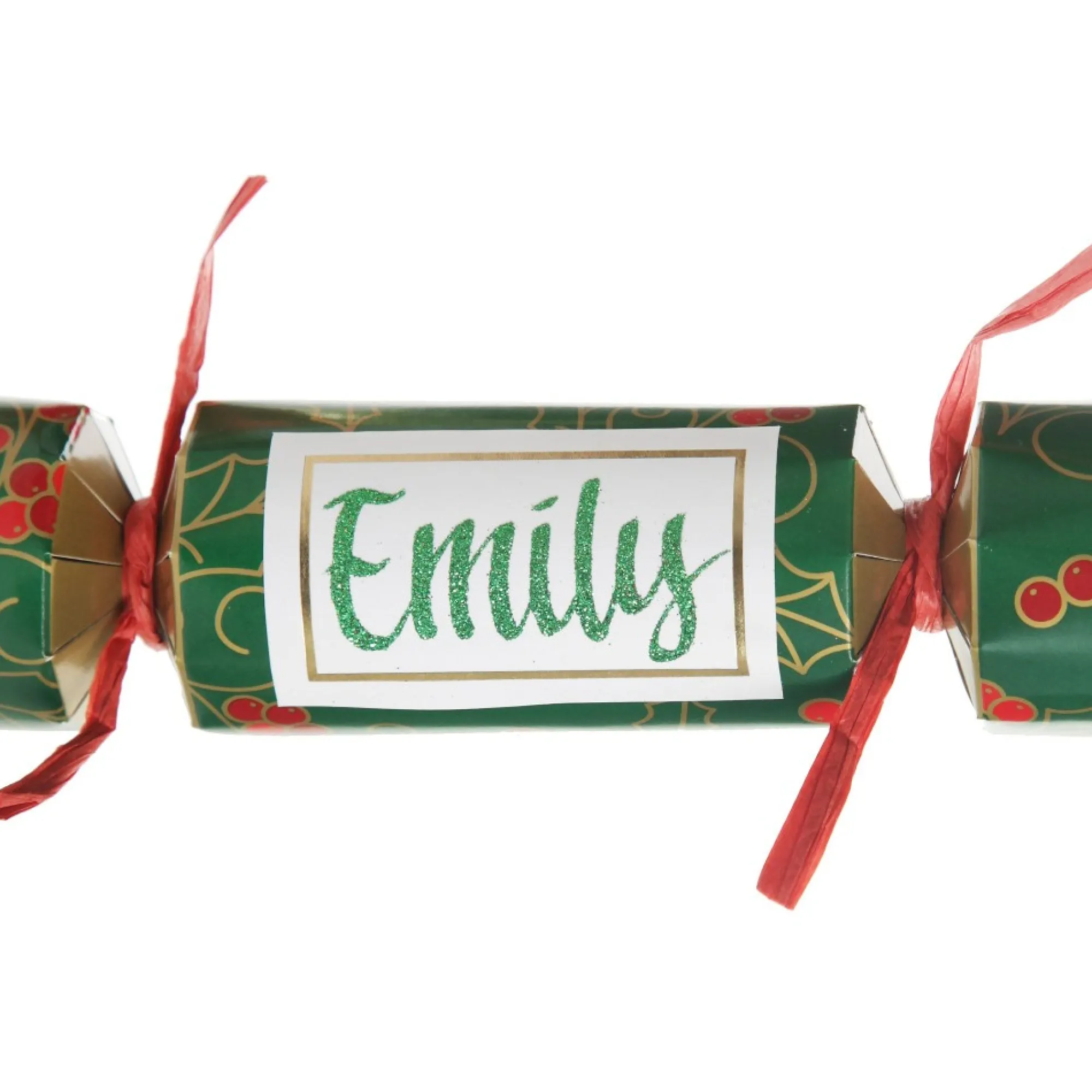 Personalised Green Swirling Holly Bon Bon - Single Discount