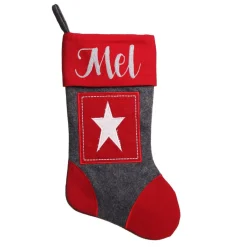 Personalised Grey & Red Star Felt Christmas Stocking Outlet