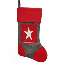 Personalised Grey & Red Star Felt Christmas Stocking Outlet