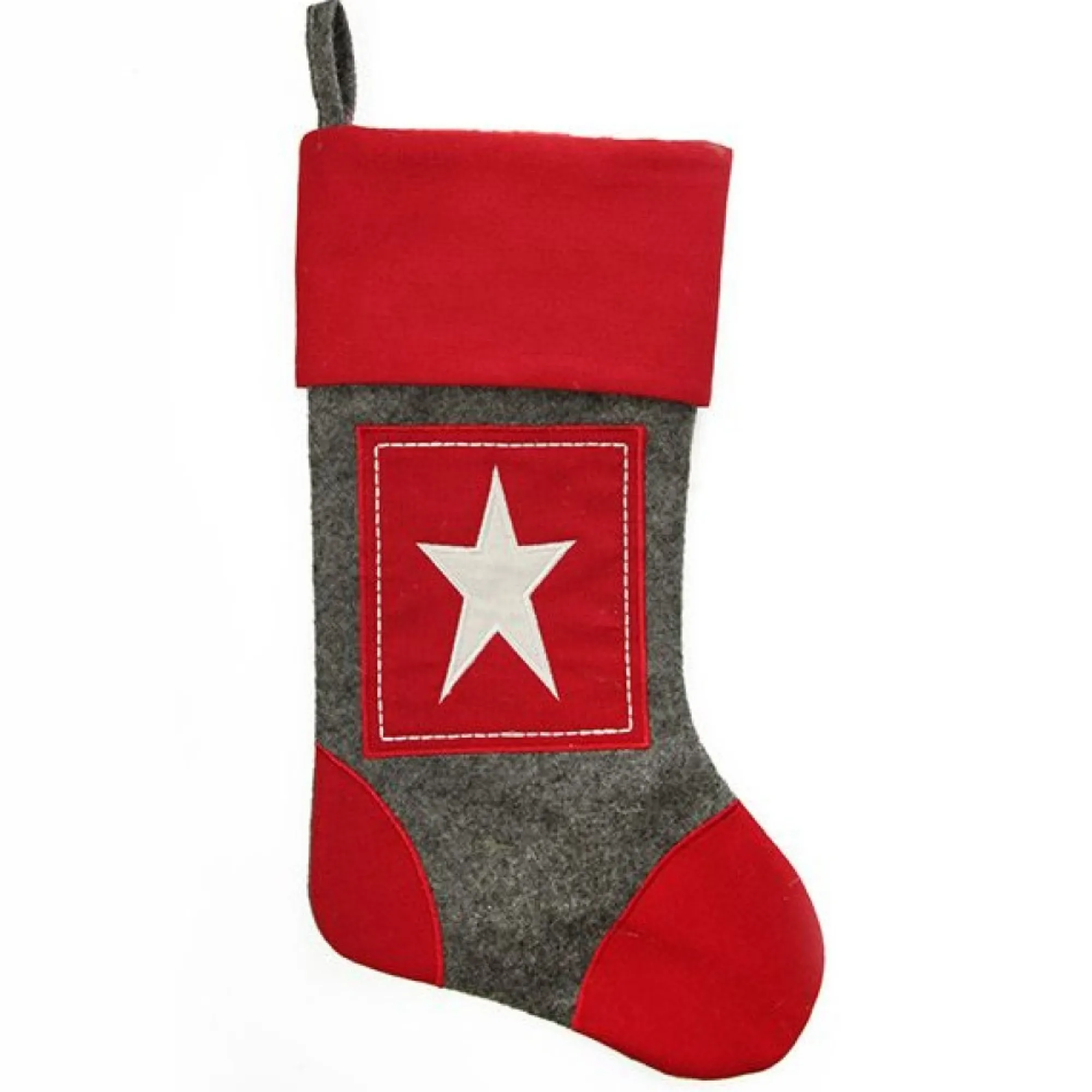 Personalised Grey & Red Star Felt Christmas Stocking Outlet