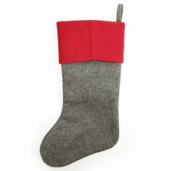 Personalised Grey & Red Star Felt Christmas Stocking Outlet