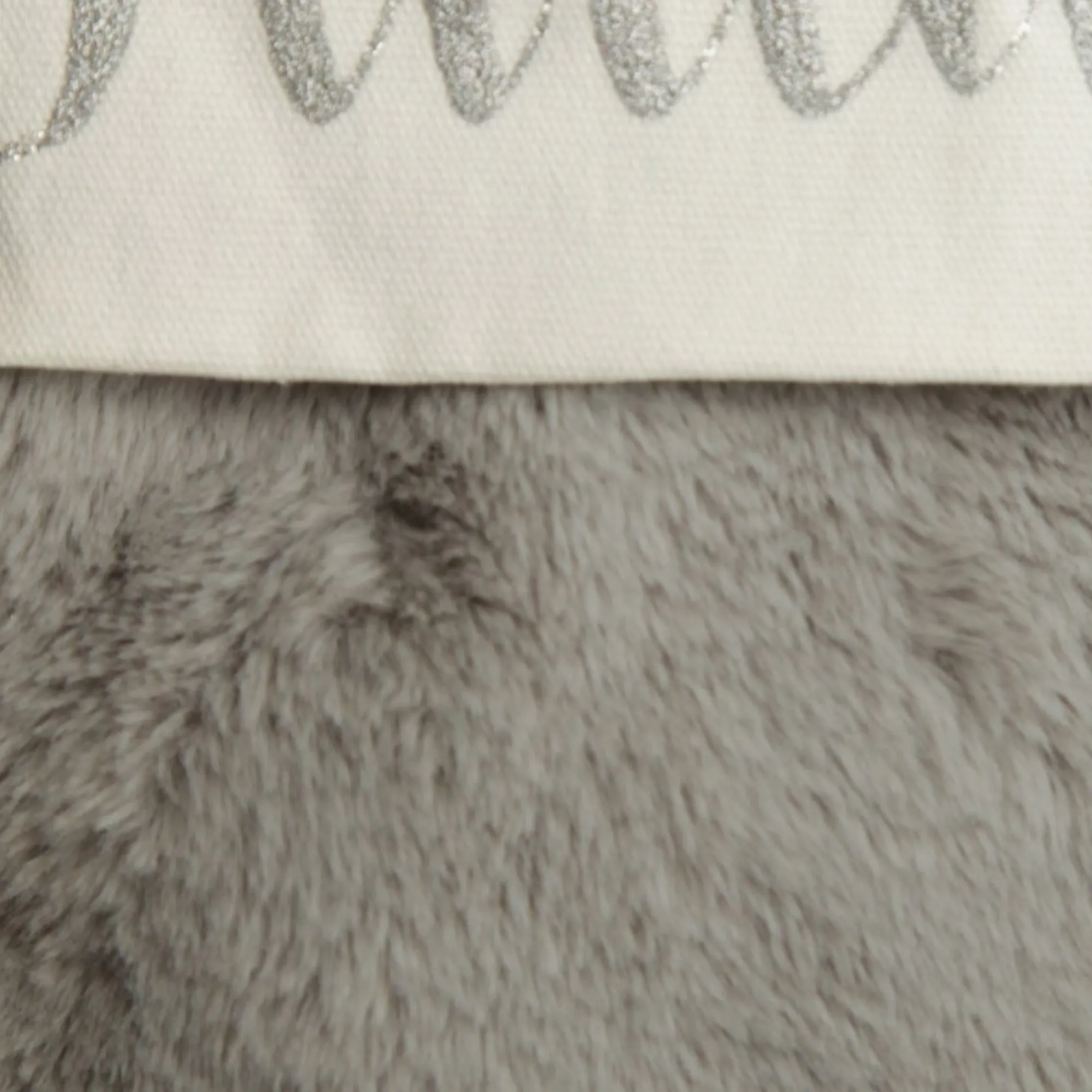Personalised Grey Fur Christmas Stocking with Pom Poms Store