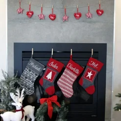 Personalised Grey Knitted Christmas Stocking Hot
