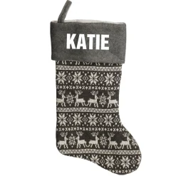 Personalised Grey Knitted Christmas Stocking Hot