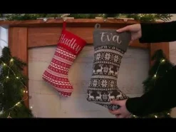 Personalised Grey Knitted Christmas Stocking Hot