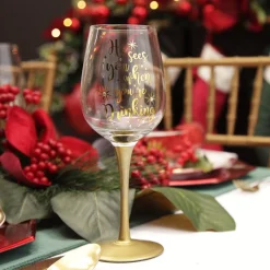 Personalised 'He Sees you When You're Drinking' Wine Glass - Gold Stem Best Sale