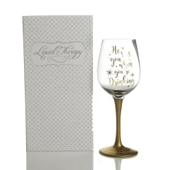 Personalised 'He Sees you When You're Drinking' Wine Glass - Gold Stem Best Sale