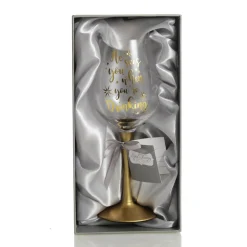 Personalised 'He Sees you When You're Drinking' Wine Glass - Gold Stem Best Sale