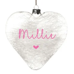 Personalised Icicle Glass Heart - All i need is Love and a Cat Clearance